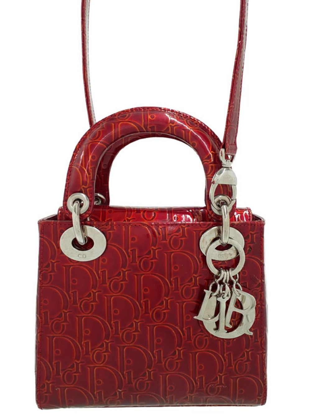 Christian Dior Diorissimo Lady Dior top handle red patent leather John Galliano